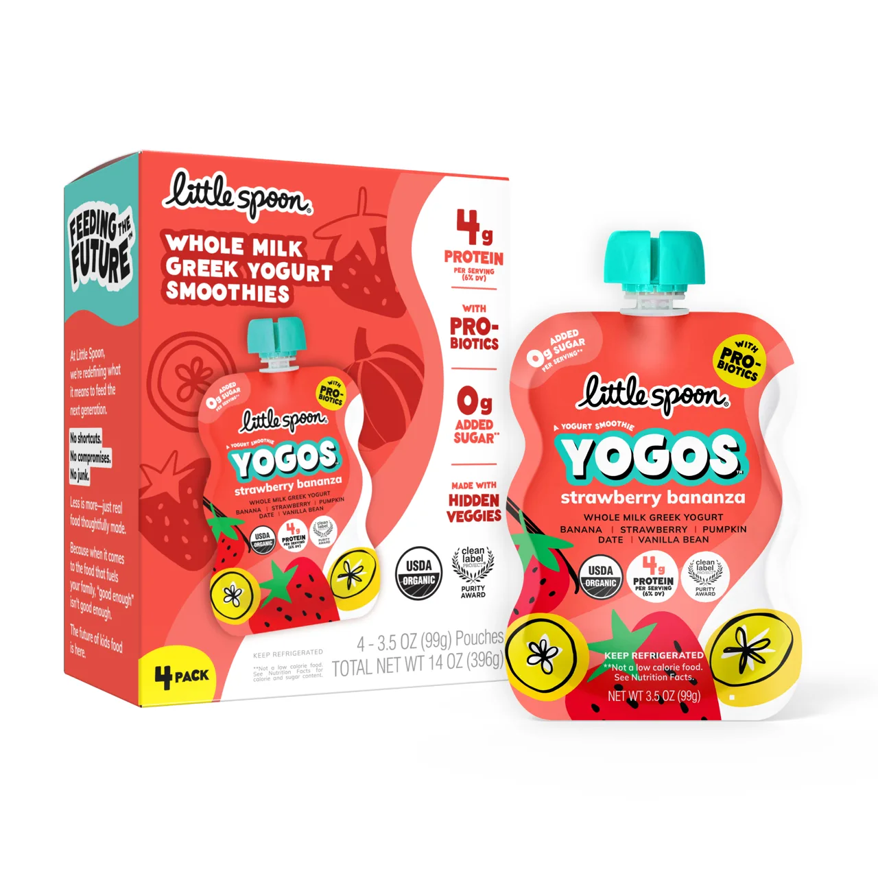 Little Spoon Strawberry Banana Yogurt Pouch 4pk