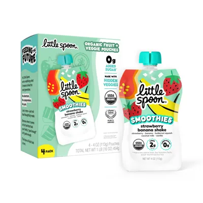 Little Spoon Strawberry Banana Smoothie Pouch 4pk - Featured