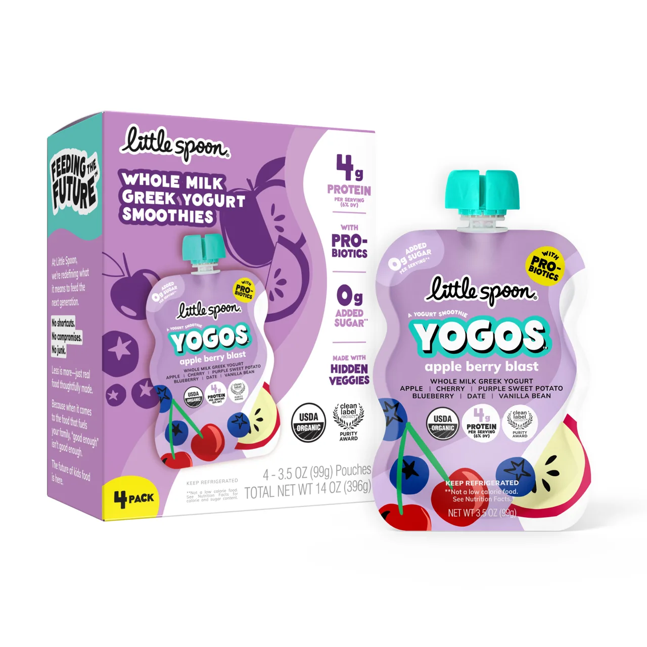Little Spoon Apple Berry Yogurt Pouch 4pk