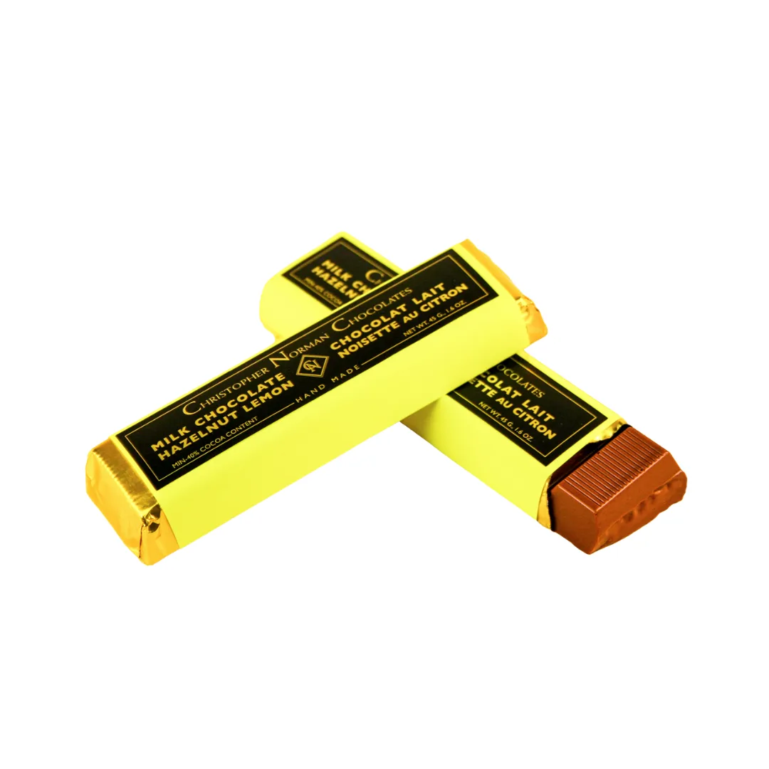 Christopher Norman Chocolates Hazelnut Lemon Chocolate Bar