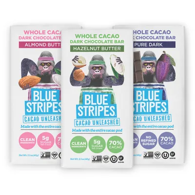Blue Stripes Upcycled Cacao Chocolate - Featured